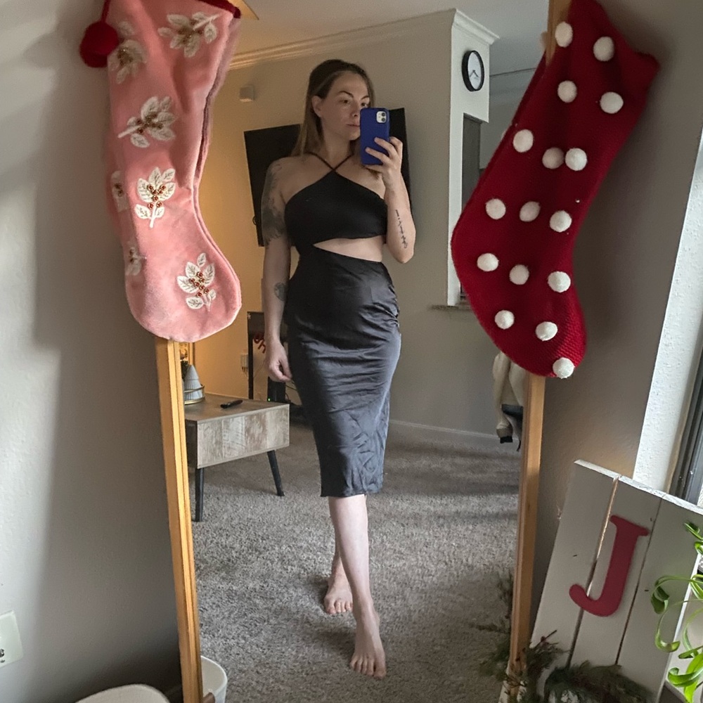 Hello Molly black cutout midi dress